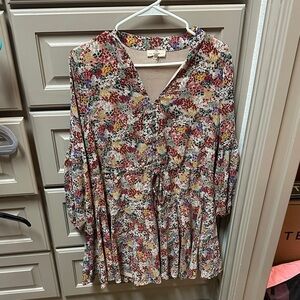 Entro Colorful Floral Long Sleeve Dress